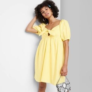 Plus Size Short Sleeve Tie Front Poplin Dress